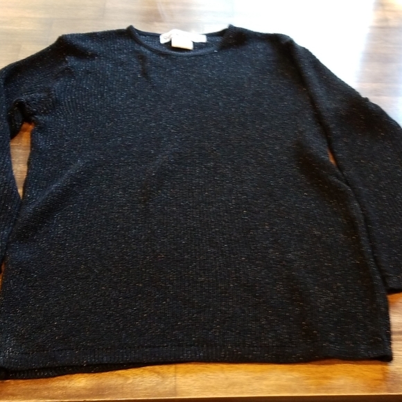Vintage Black Sweater with Silver Metallic - Picture 3 of 7